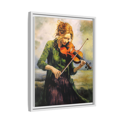 Young Girl with Fiddle wall art featuring a young musician playing the fiddle, printed on high-quality canvas for timeless and elegant décor.