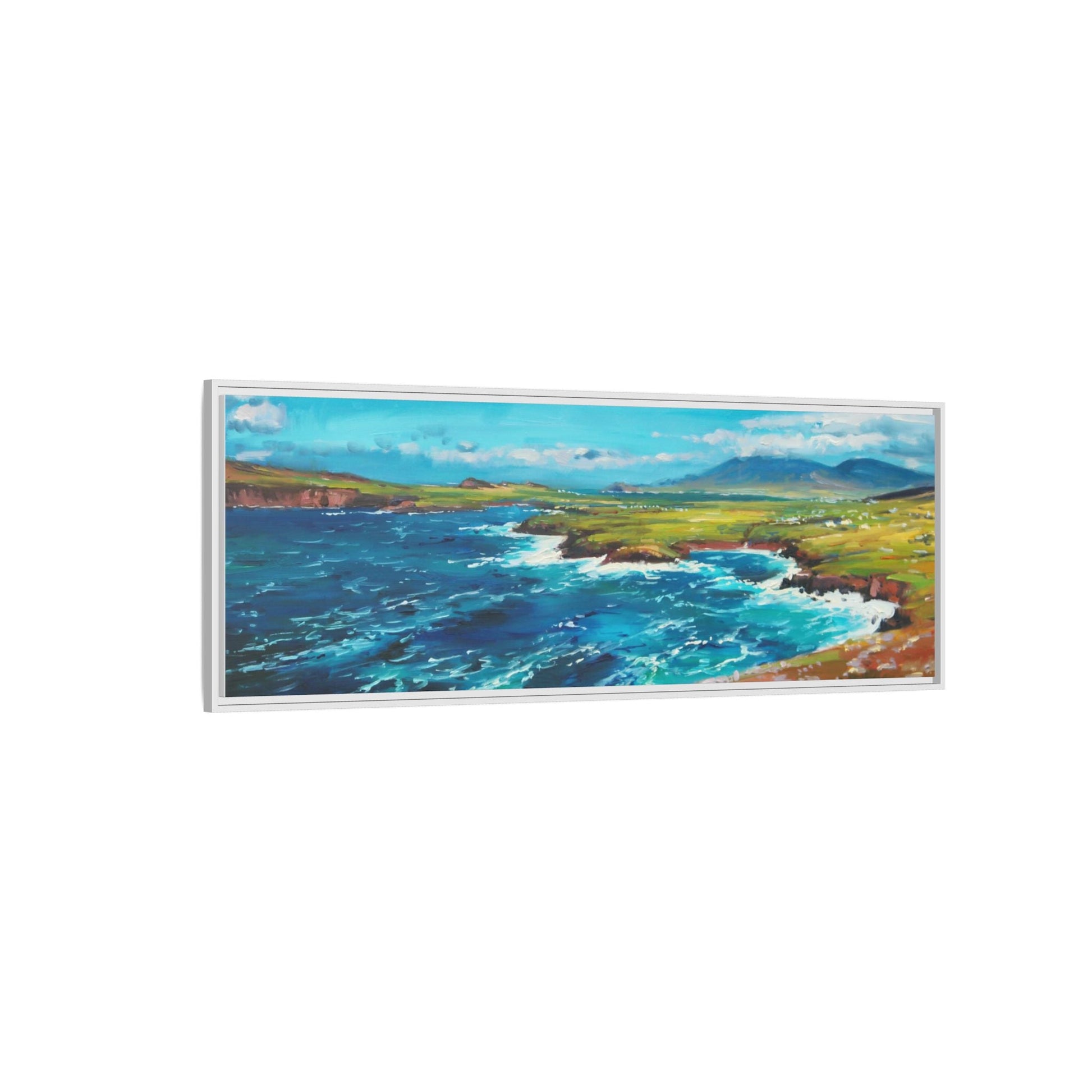 Dingle Peninsula wall art featuring a scenic view of Ireland's rugged coastline, printed on high-quality canvas with a premium frame.