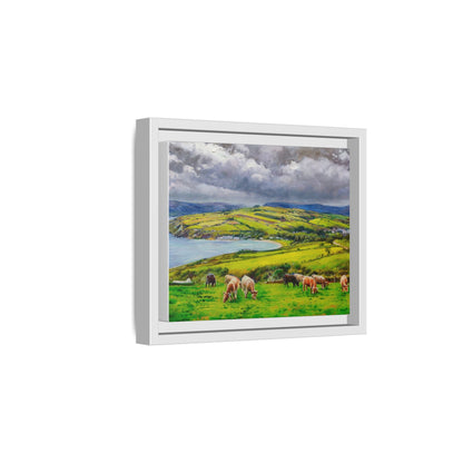 Cushendon Hills wall art showcasing rolling hills and scenic Irish landscapes, framed in high-quality materials for an elegant look.