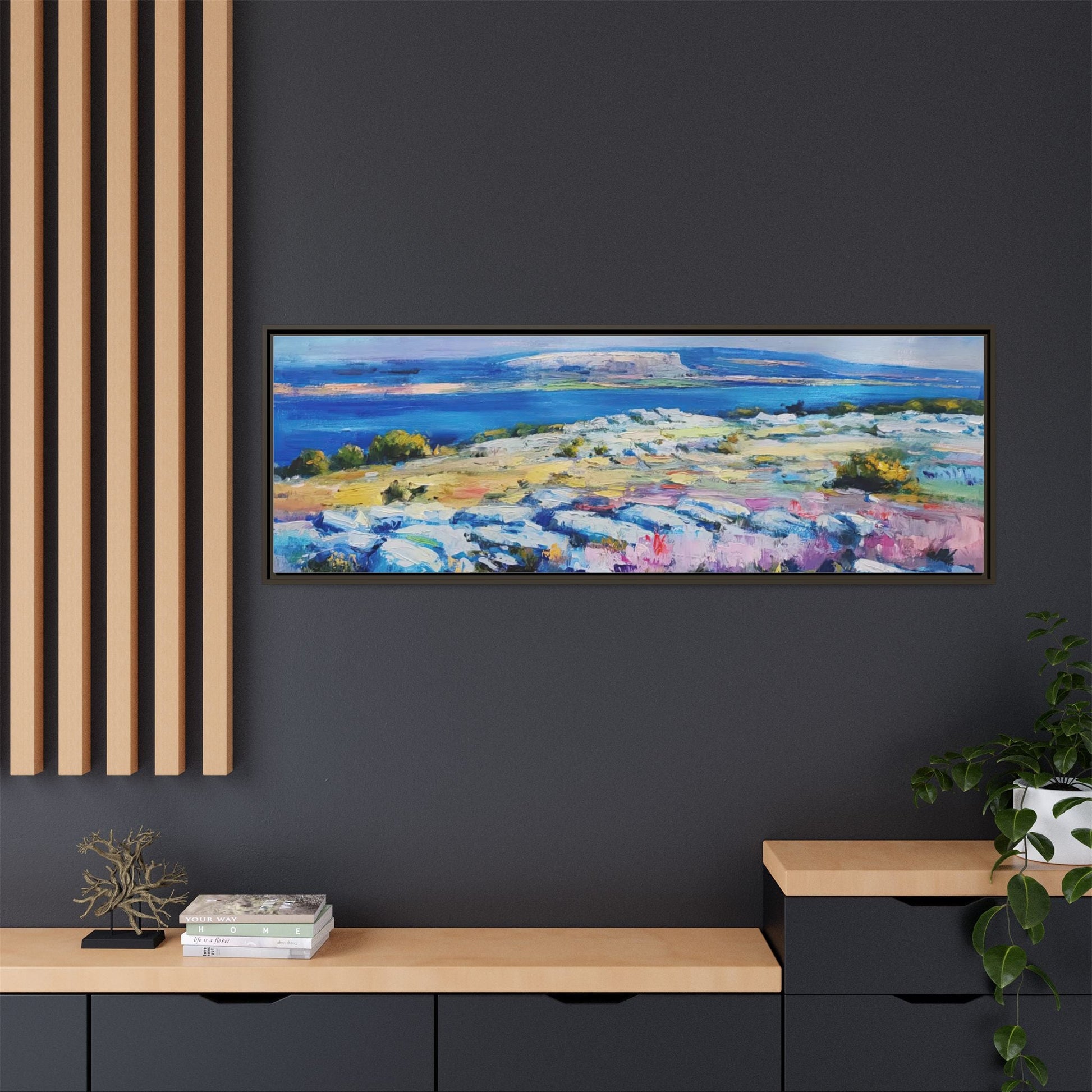 Burren 3 wall art featuring a scenic view of the Burren region in Ireland, printed on high-quality canvas with a premium frame for timeless décor