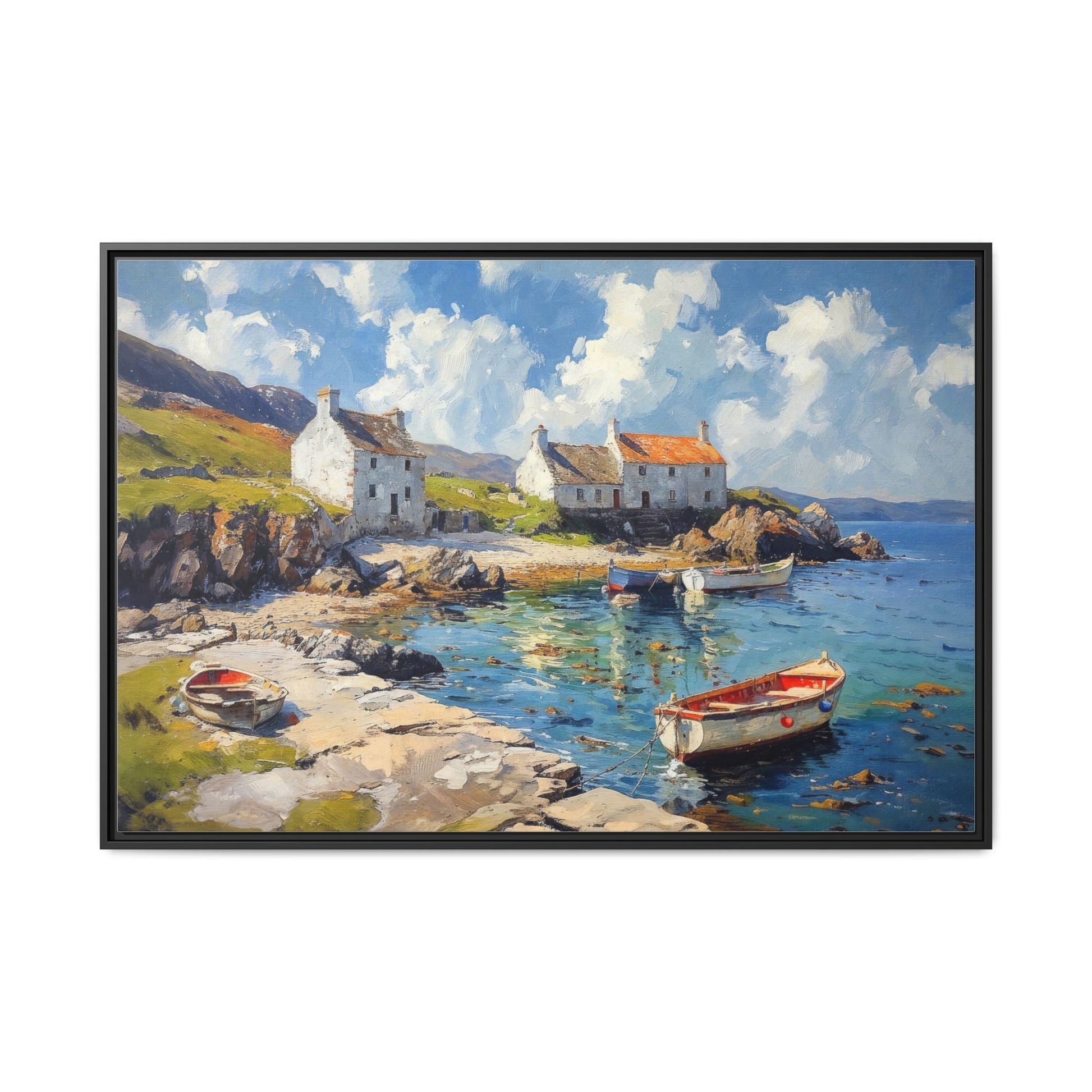 Island Harbour Coastal Landscape - Serene Wall Art Print for Home Décor