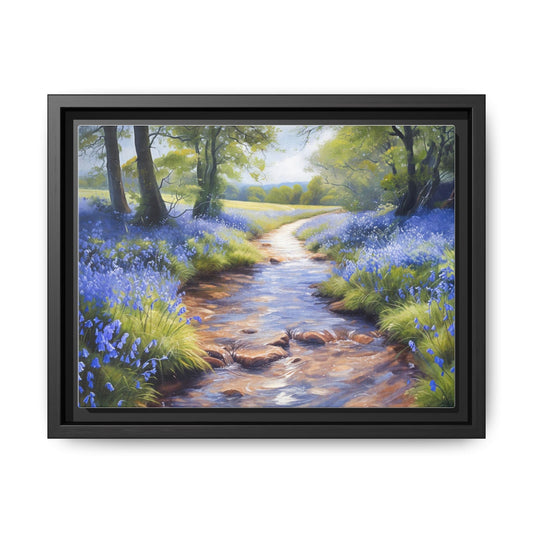 Bluebell Stream Wall Art - Serene Nature Landscape Canvas Print