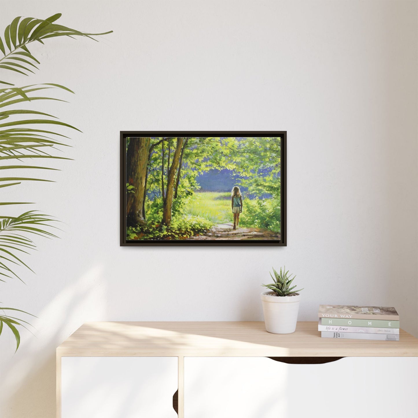 INTO THE LIGHT 11 – A captivating artwork featuring a luminous scene that evokes a sense of depth, movement, and serenity, framed in premium pinewood for timeless décor.