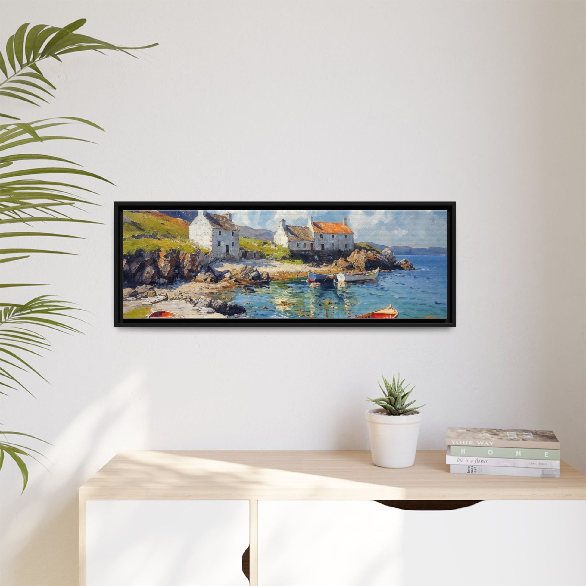 Island Harbour Coastal Landscape - Serene Wall Art Print for Home Décor