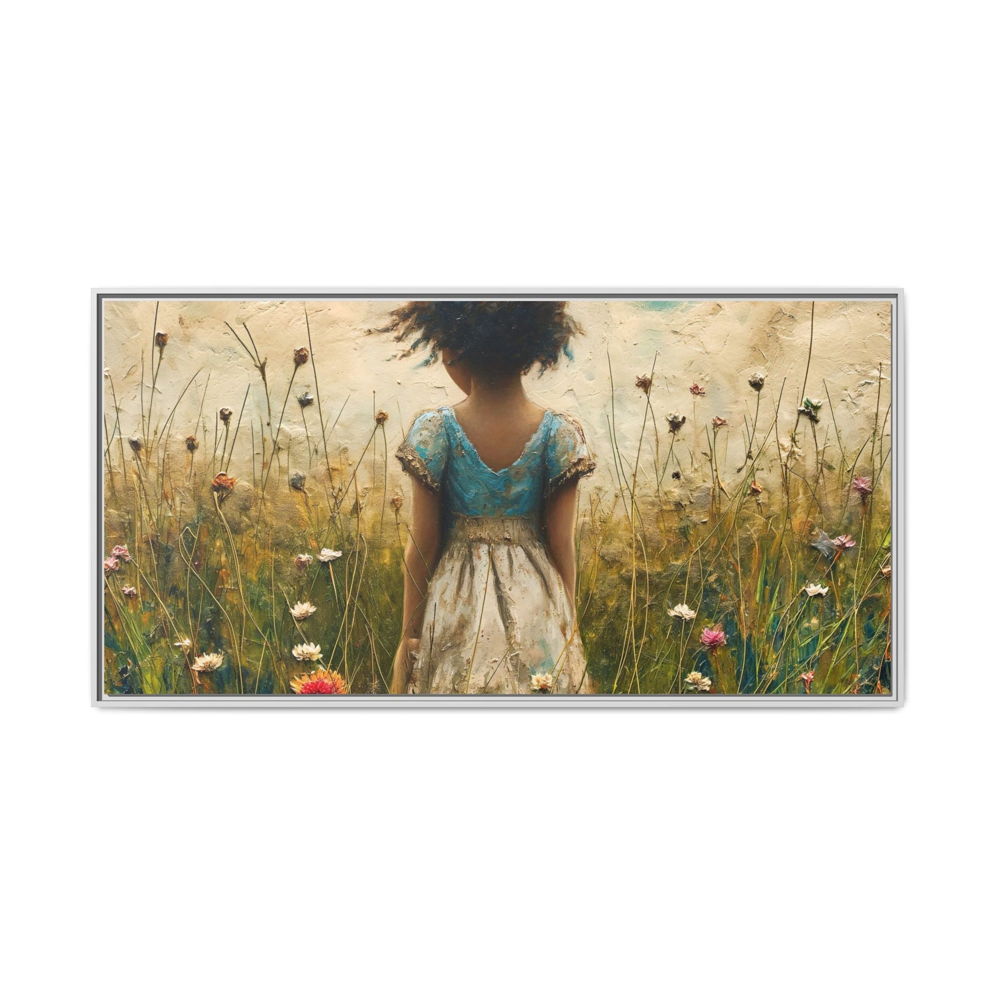 Young Girl In Flowers Wall Art - Graceful Portrait of Girl Surrounded by Flowers for Home Décor