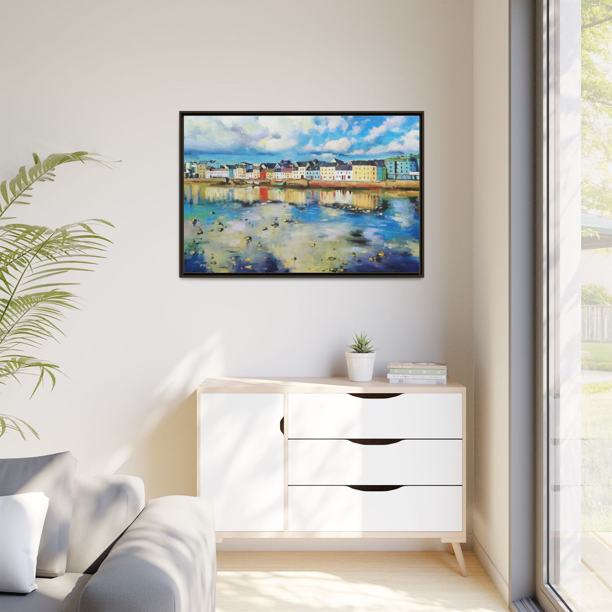 Galway Reflections wall art featuring serene Irish landscapes and water reflections, framed in premium quality wood.