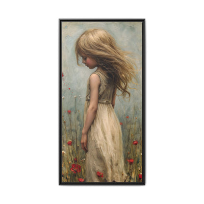 Young Girl In Flowers – Elegant pinewood-framed wall art featuring a high-quality cotton-polyester canvas with vibrant colors and a timeless design.