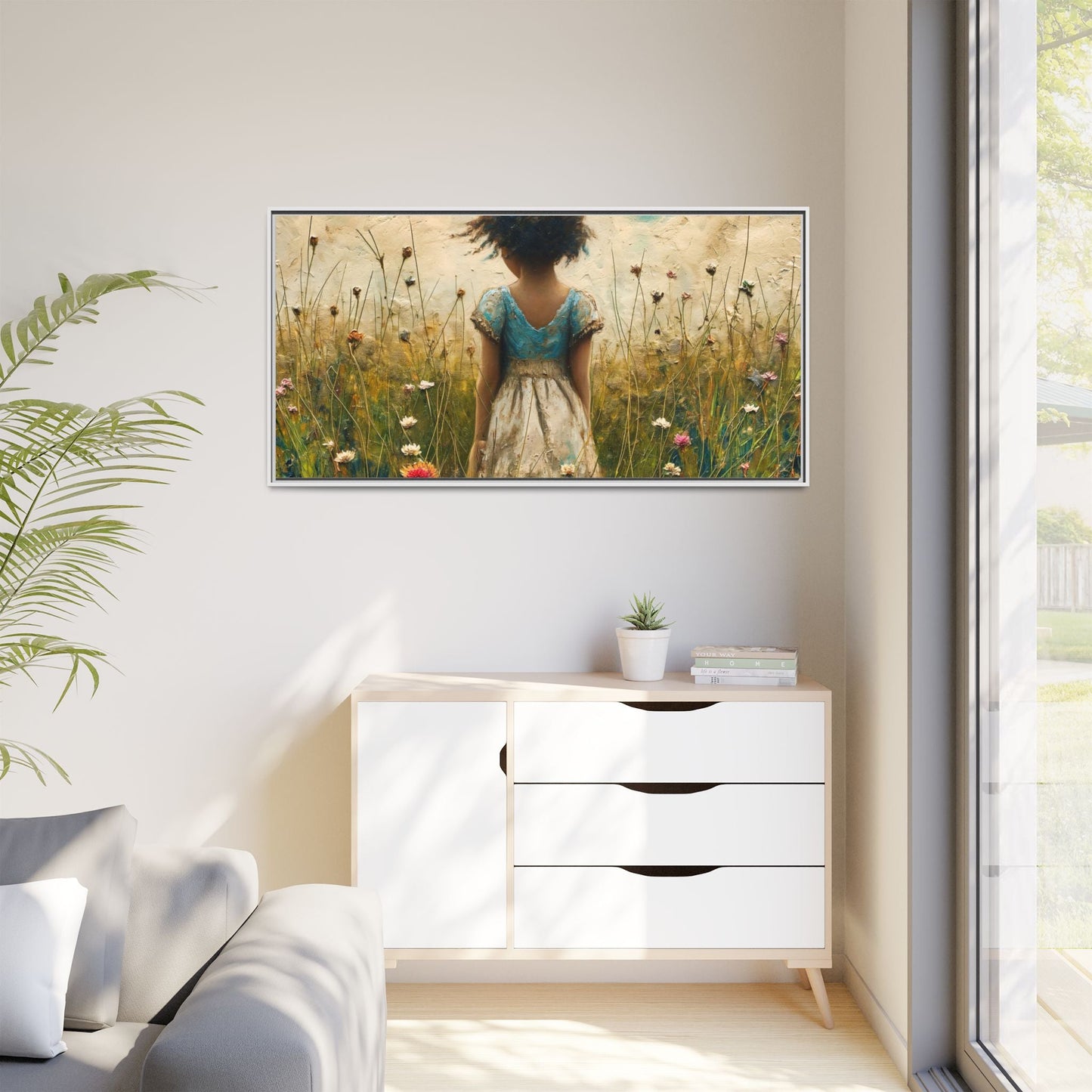 Young Girl In Flowers Wall Art - Graceful Portrait of Girl Surrounded by Flowers for Home Décor