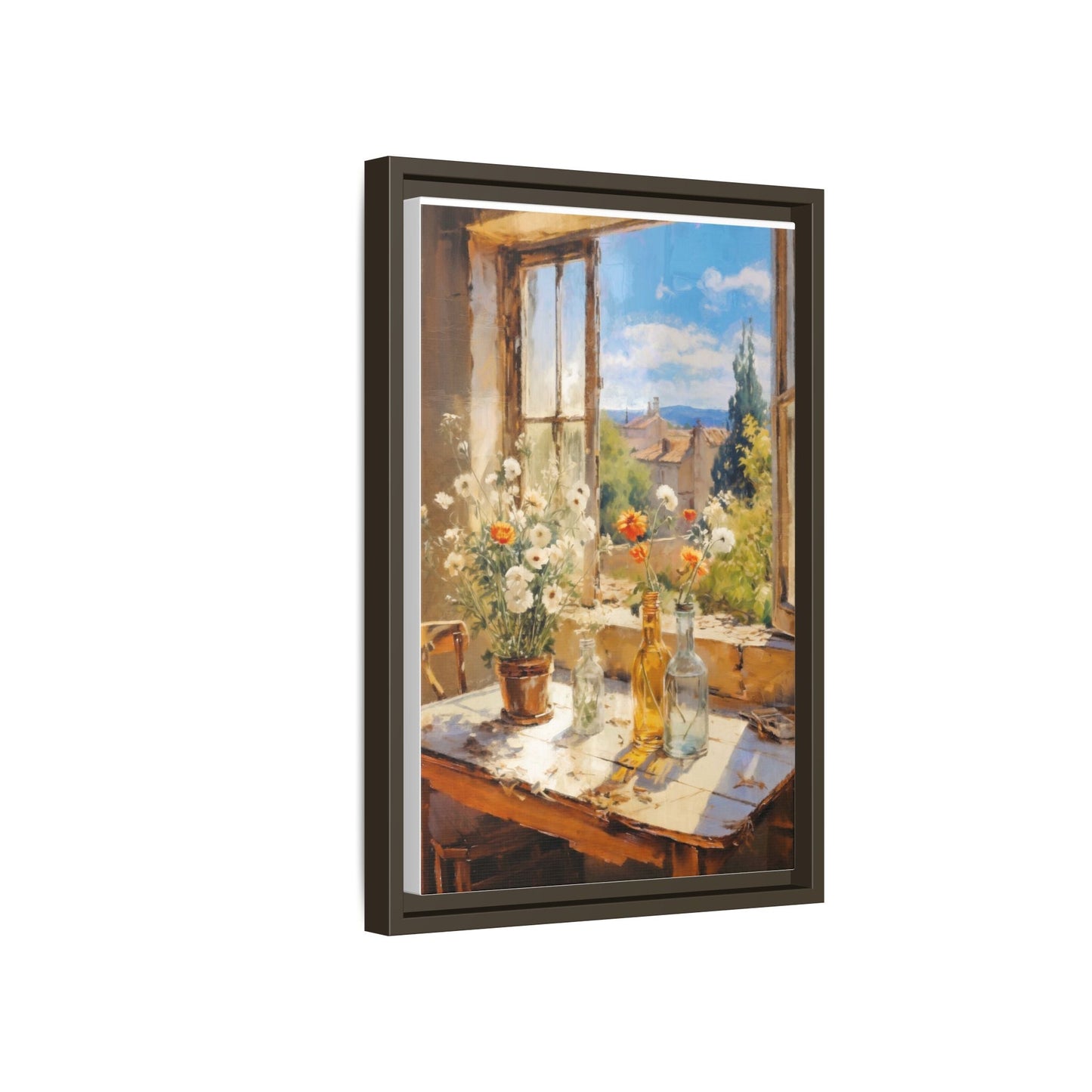 Summer Window – Elegant pinewood-framed wall art featuring a high-quality cotton-polyester canvas with vibrant colors and a timeless design.