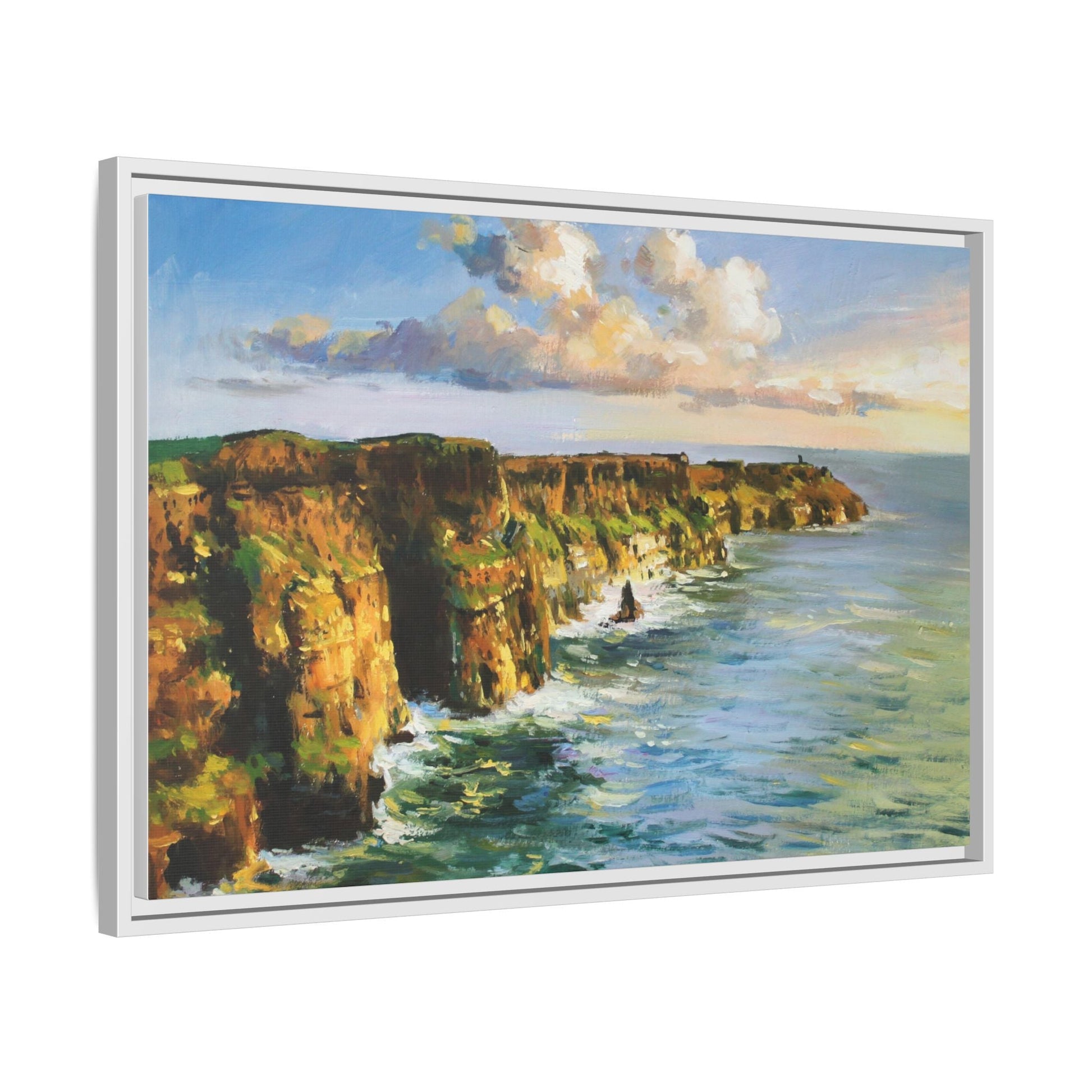 Cliffs of Moher wall art showcasing the dramatic Irish coastline, printed on high-quality canvas to bring natural beauty into your home décor.