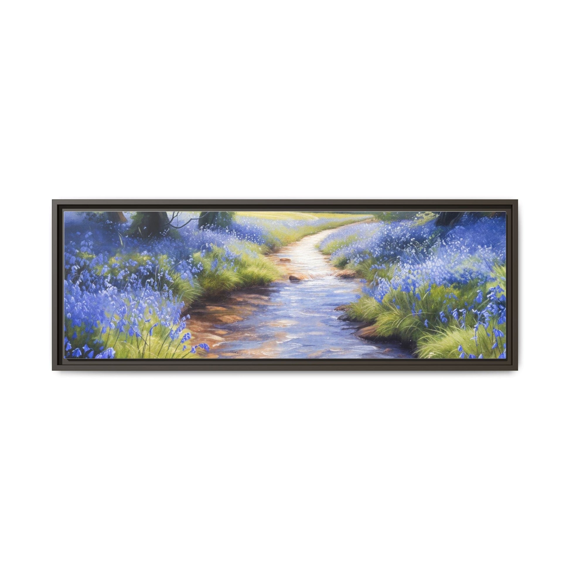 Bluebell Stream Wall Art - Serene Nature Landscape Canvas Print