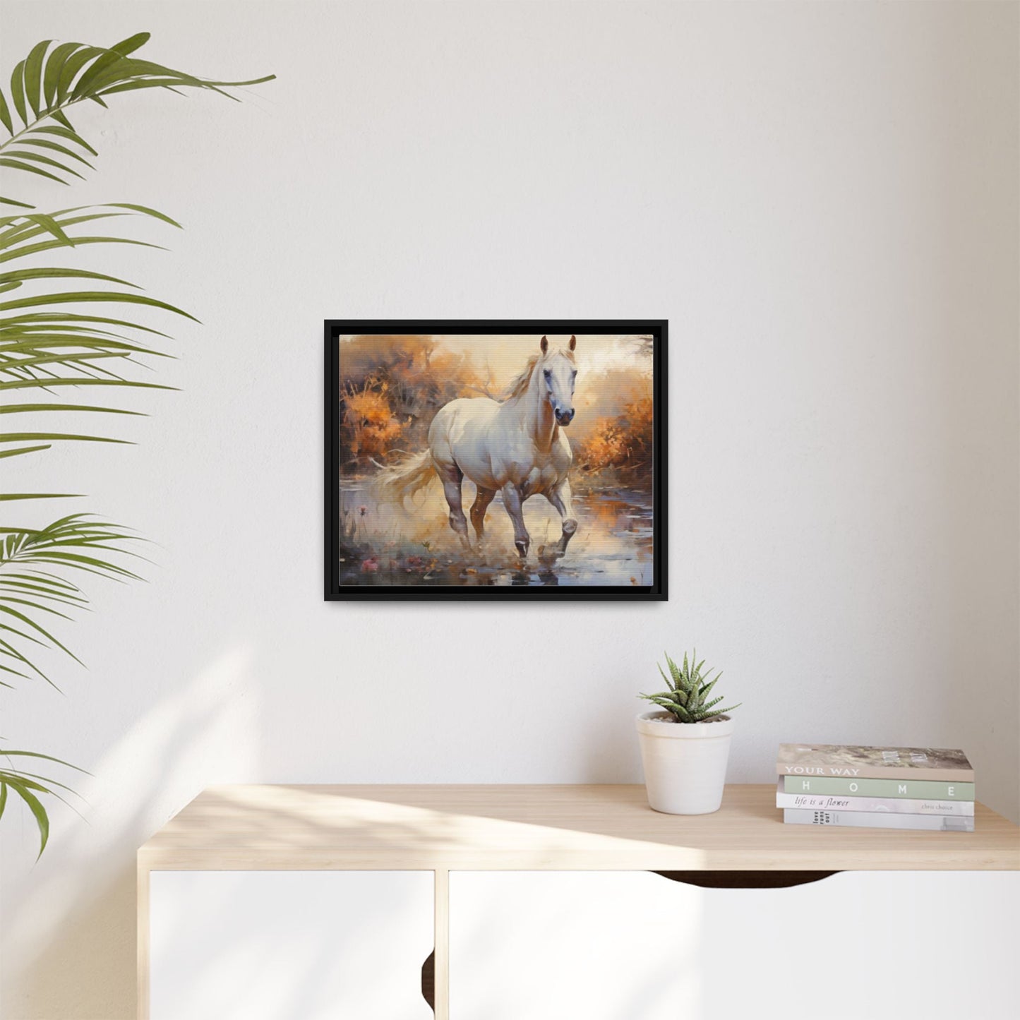 Arabian Horse – Elegant Pinewood Framed Wall Art for Timeless Décor