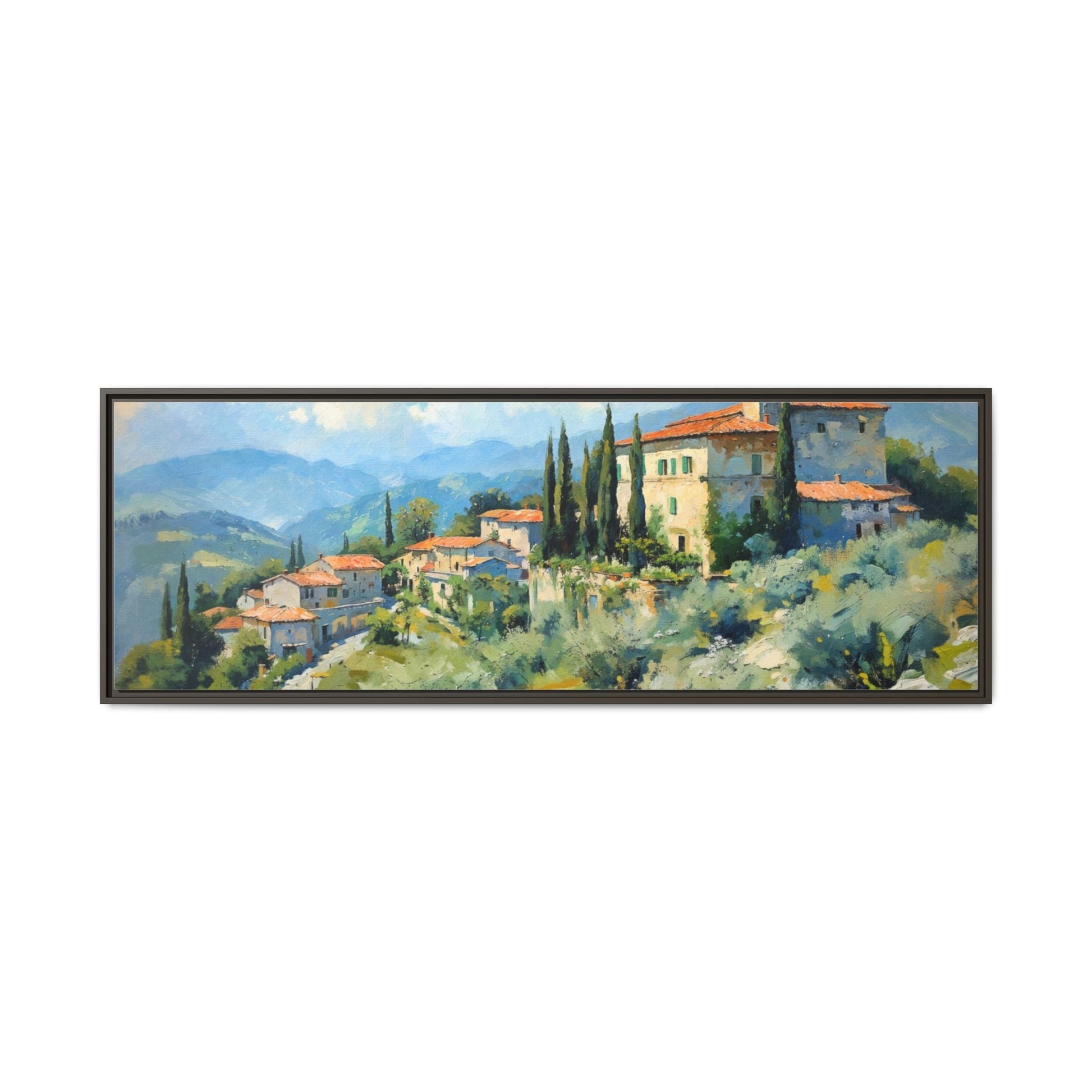 Tuscan Village on Hill - Captivating Italian Landscape Canvas Print for Timeless Home Décor