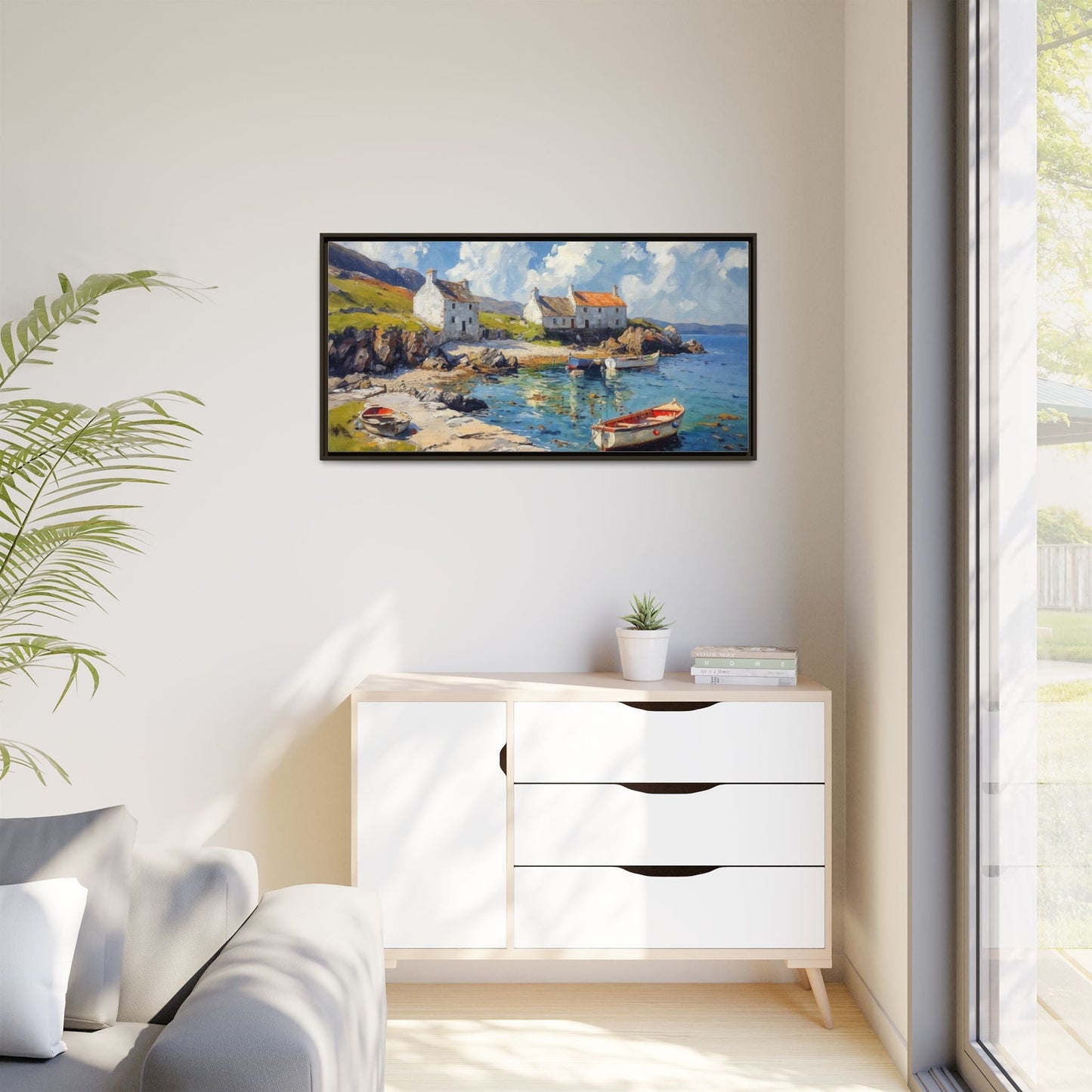 Island Harbour Coastal Landscape - Serene Wall Art Print for Home Décor