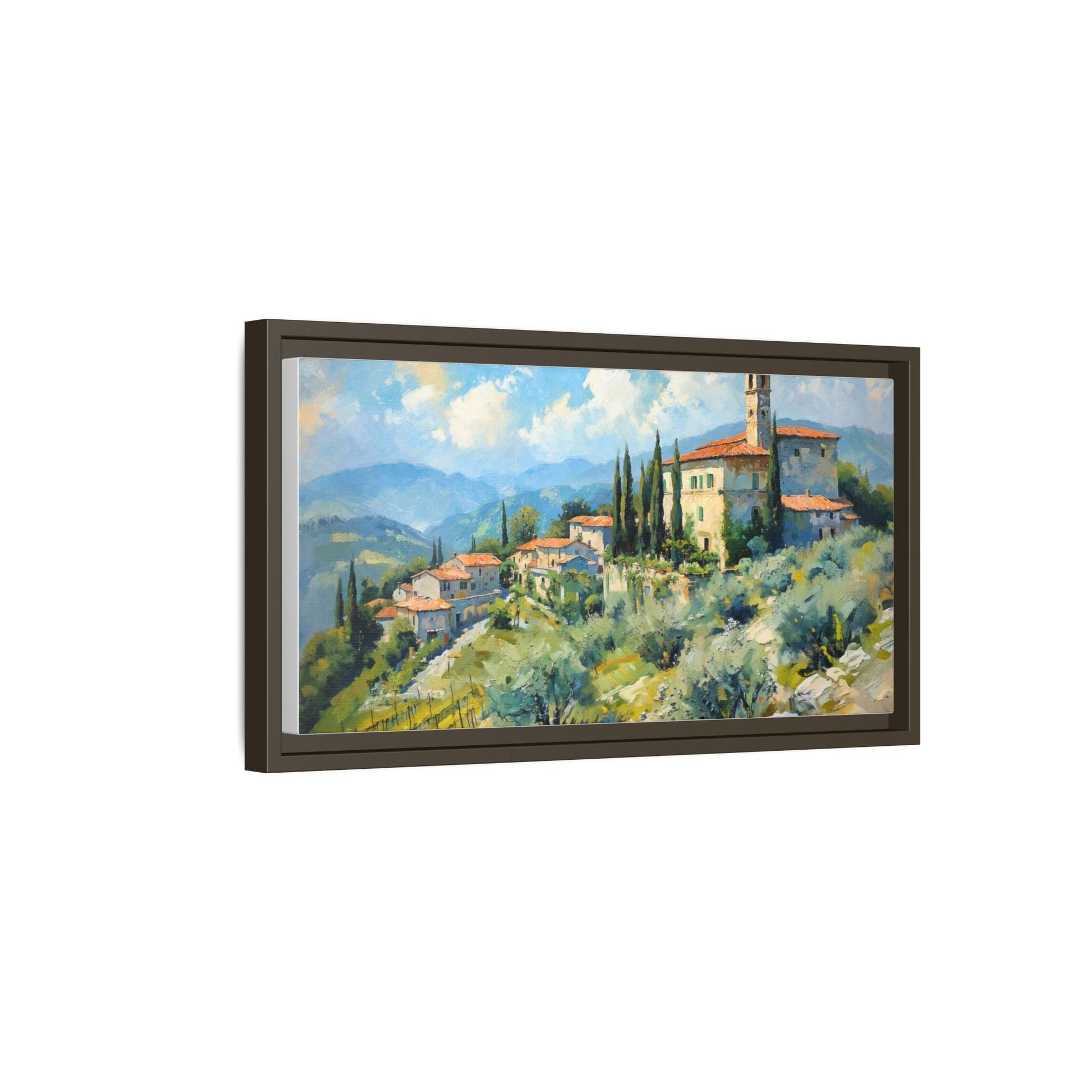 Tuscan Village on Hill - Captivating Italian Landscape Canvas Print for Timeless Home Décor