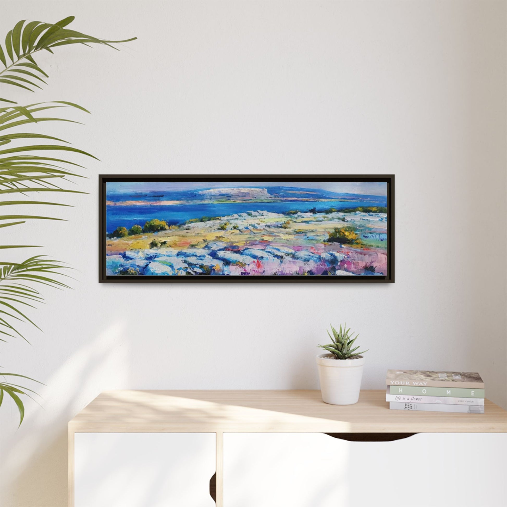 Burren 3 wall art featuring a scenic view of the Burren region in Ireland, printed on high-quality canvas with a premium frame for timeless décor