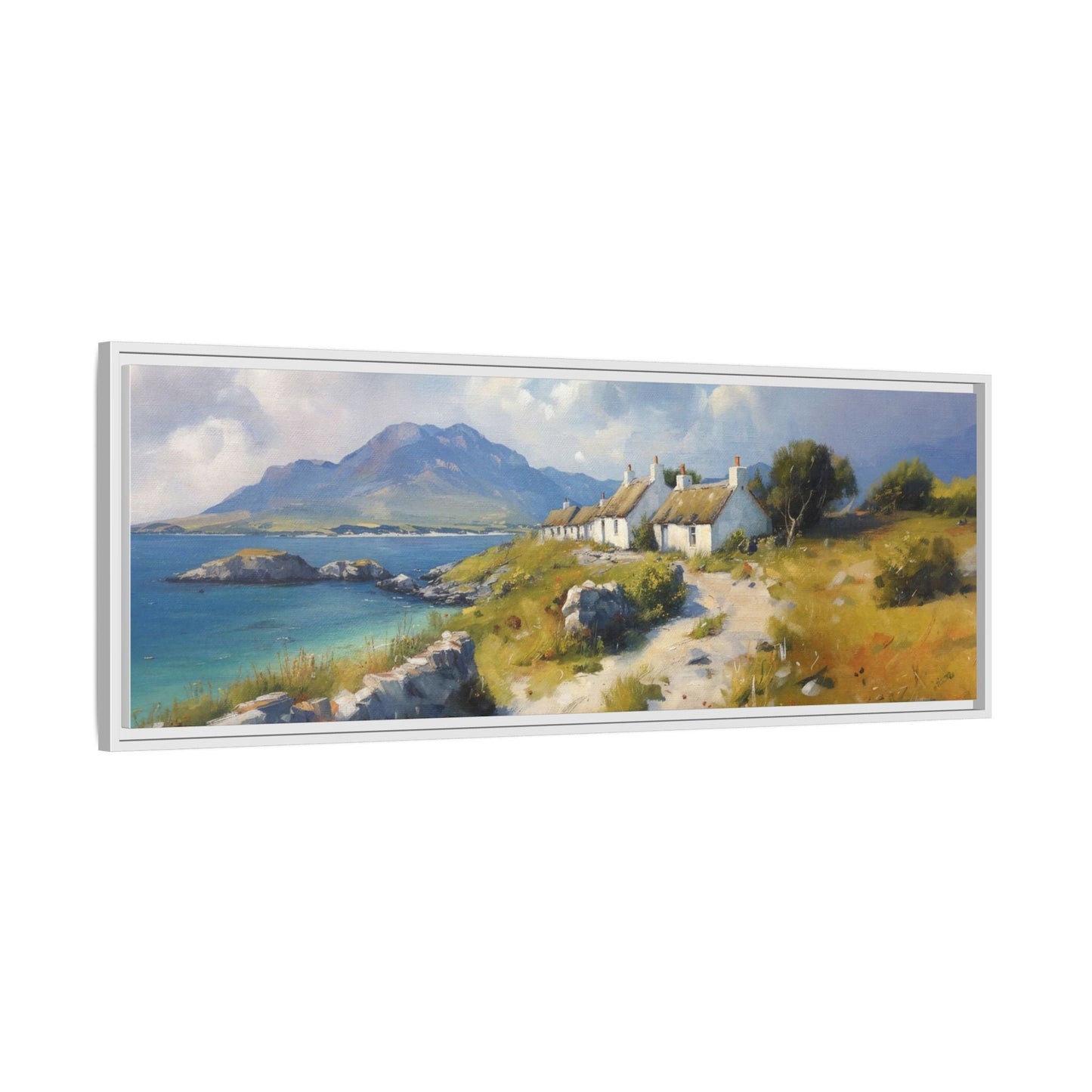 Blustery Day wall art featuring a dramatic wind-swept landscape in a pinewood frame.