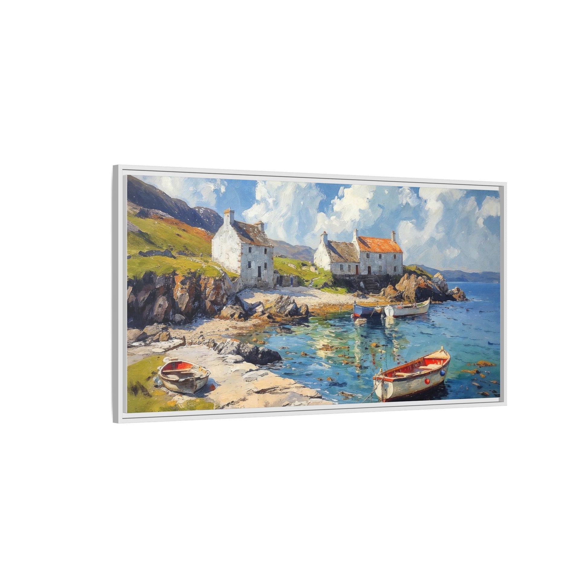 Island Harbour Coastal Landscape - Serene Wall Art Print for Home Décor