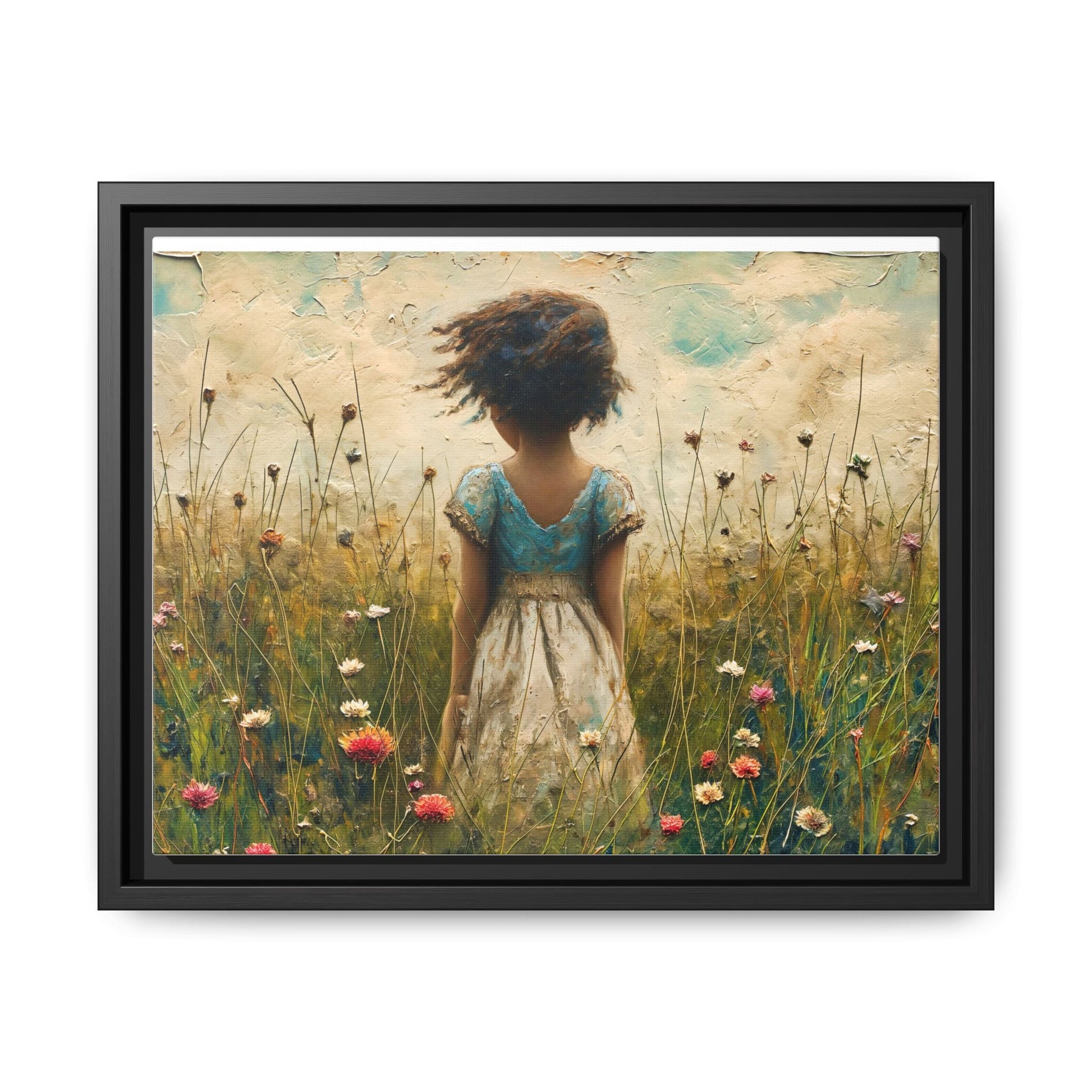 Young Girl In Flowers Wall Art - Graceful Portrait of Girl Surrounded by Flowers for Home Décor