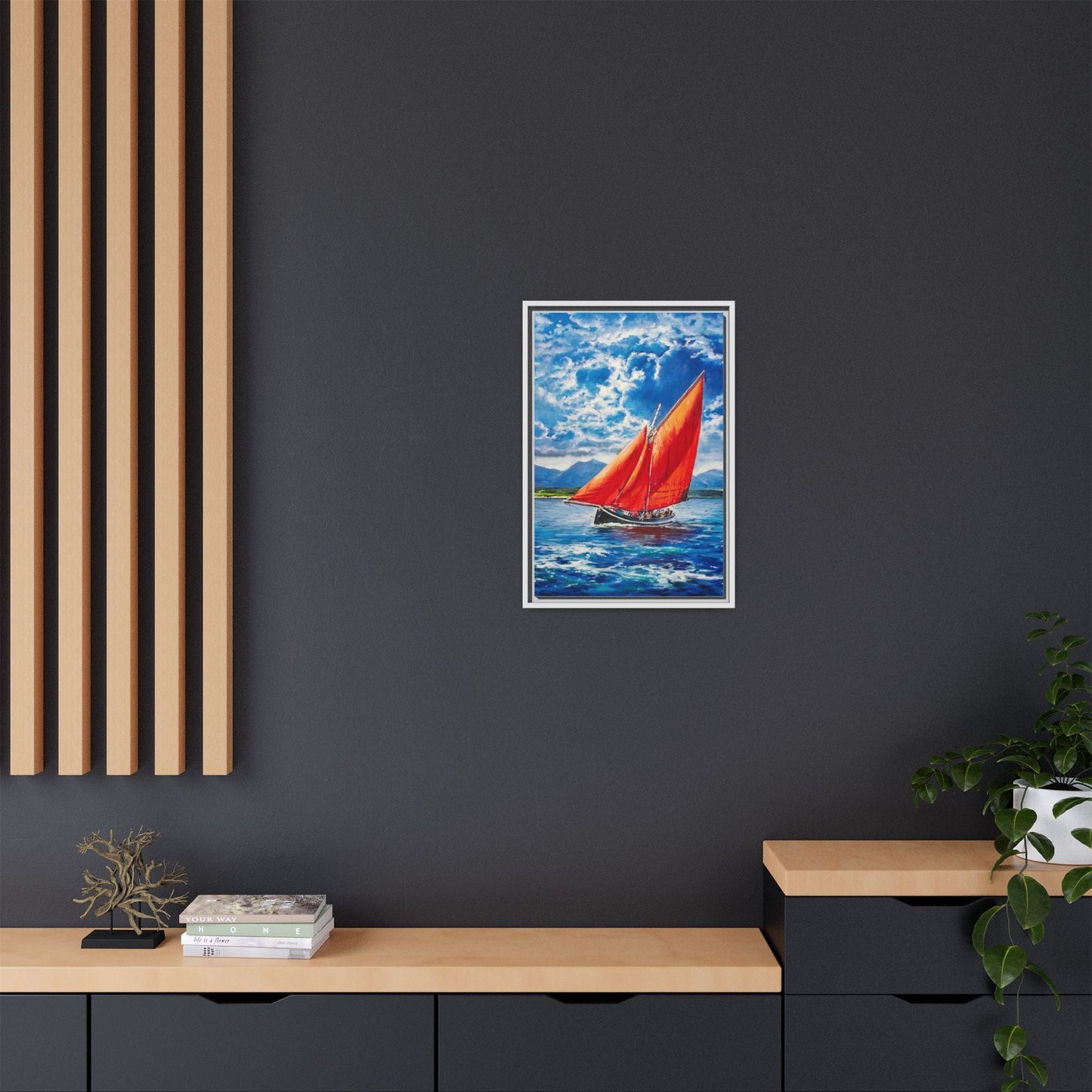 Single Galway Hooker – Premium Pinewood Art Frame for Timeless Décor