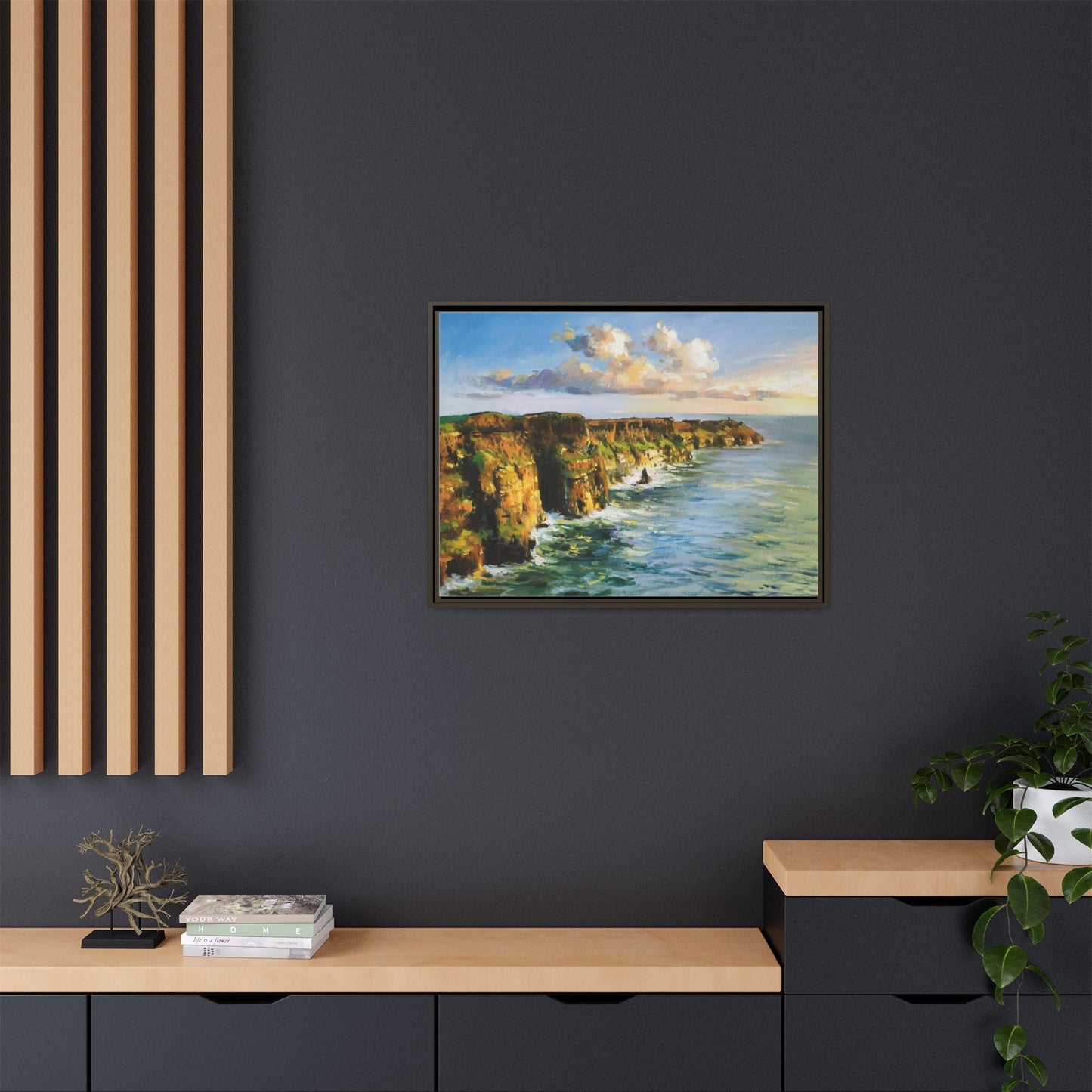 Cliffs of Moher wall art showcasing the dramatic Irish coastline, printed on high-quality canvas to bring natural beauty into your home décor.