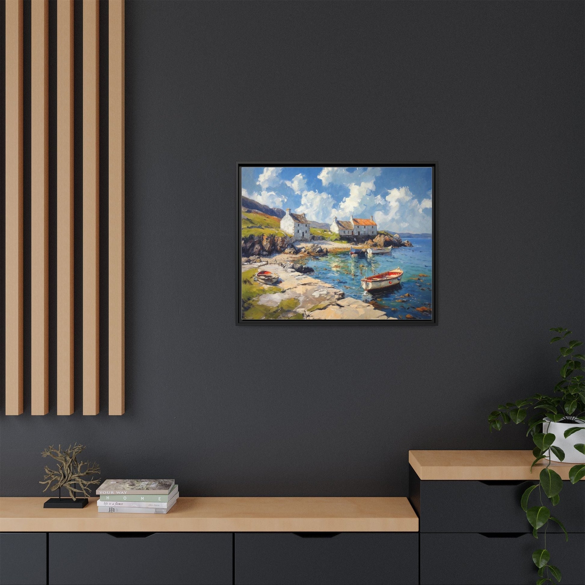 Island Harbour Coastal Landscape - Serene Wall Art Print for Home Décor