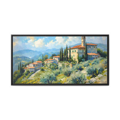 Tuscan Village on Hill - Captivating Italian Landscape Canvas Print for Timeless Home Décor