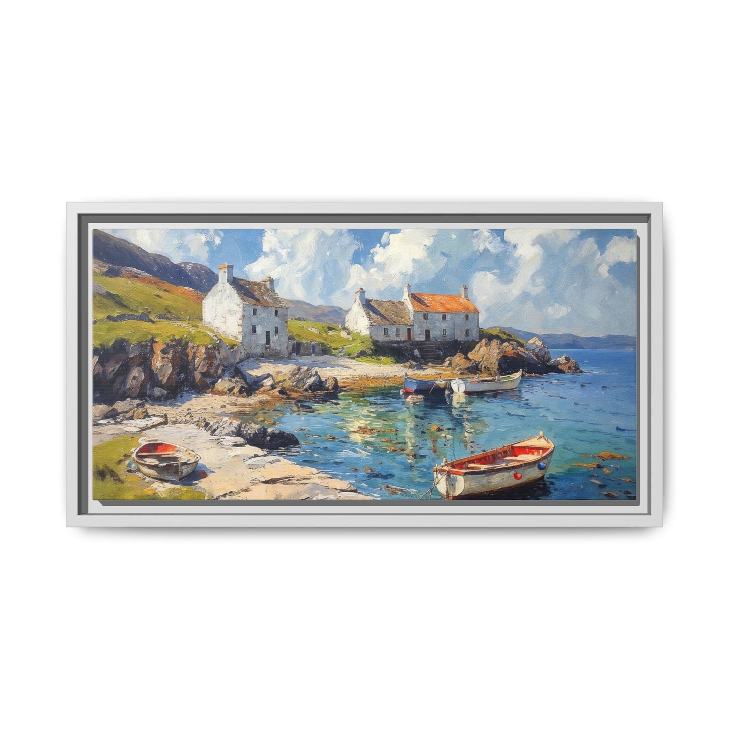 Island Harbour Coastal Landscape - Serene Wall Art Print for Home Décor