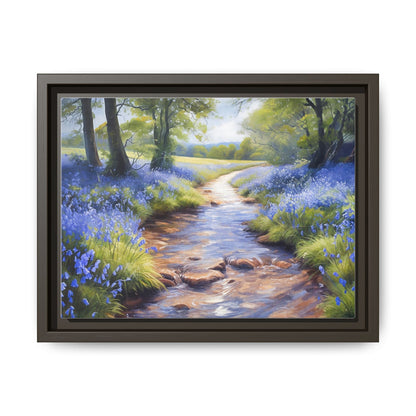 Bluebell Stream Wall Art - Serene Nature Landscape Canvas Print