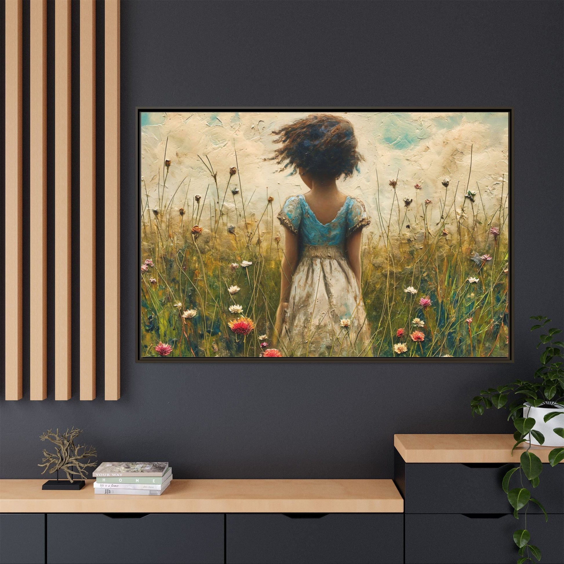 Young Girl In Flowers Wall Art - Graceful Portrait of Girl Surrounded by Flowers for Home Décor