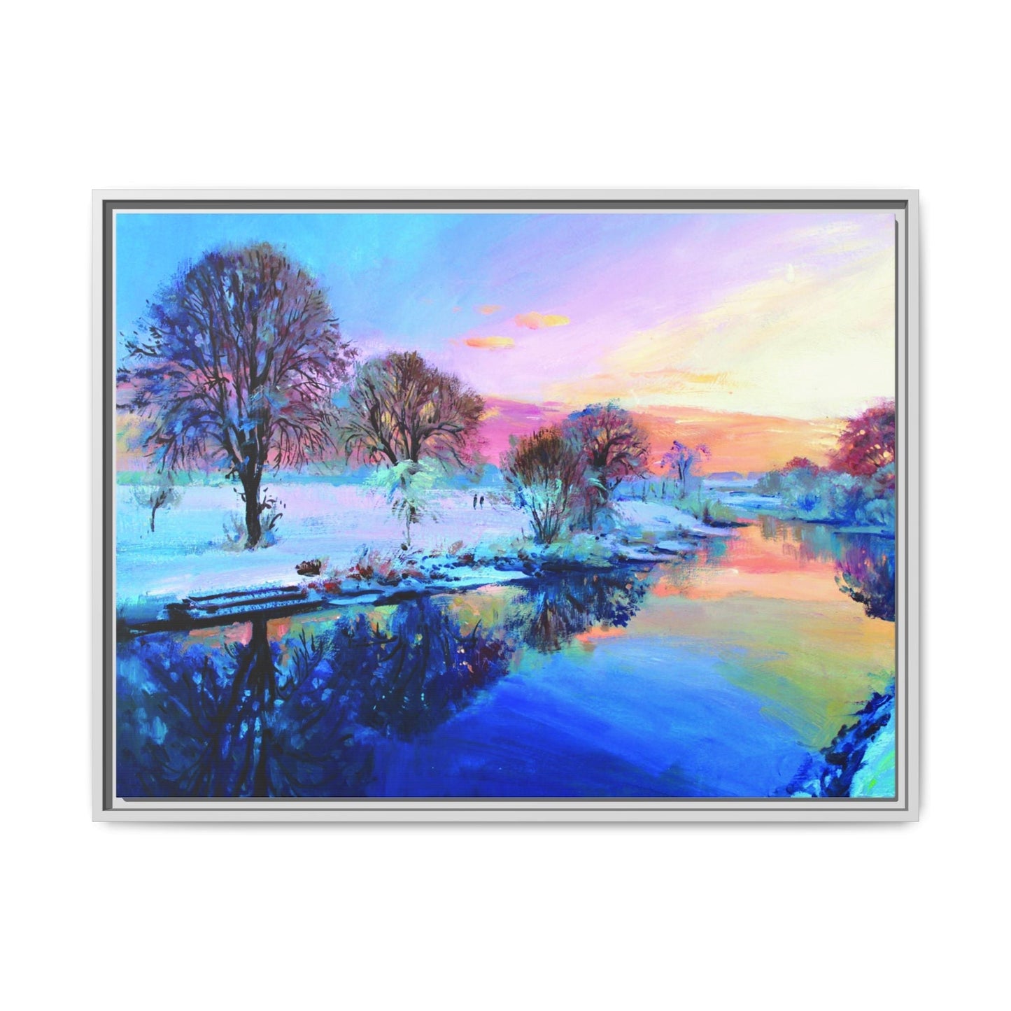 Winter Trees framed art – Premium pinewood frame with a cotton-polyester canvas print, featuring a protective coating for lasting beauty and timeless décor.