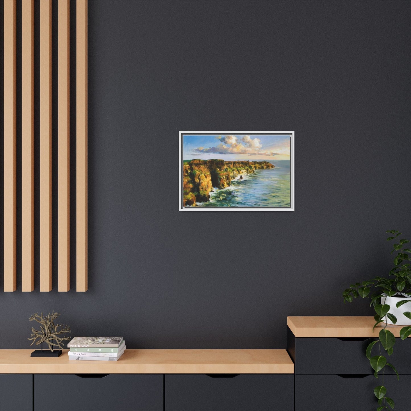 Cliffs of Moher wall art showcasing the dramatic Irish coastline, printed on high-quality canvas to bring natural beauty into your home décor.