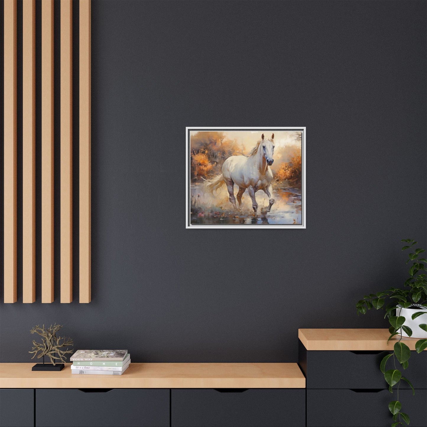 Arabian Horse – Elegant Pinewood Framed Wall Art for Timeless Décor