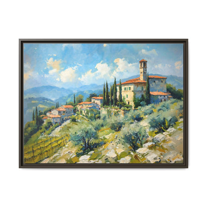 Tuscan Village on Hill - Captivating Italian Landscape Canvas Print for Timeless Home Décor