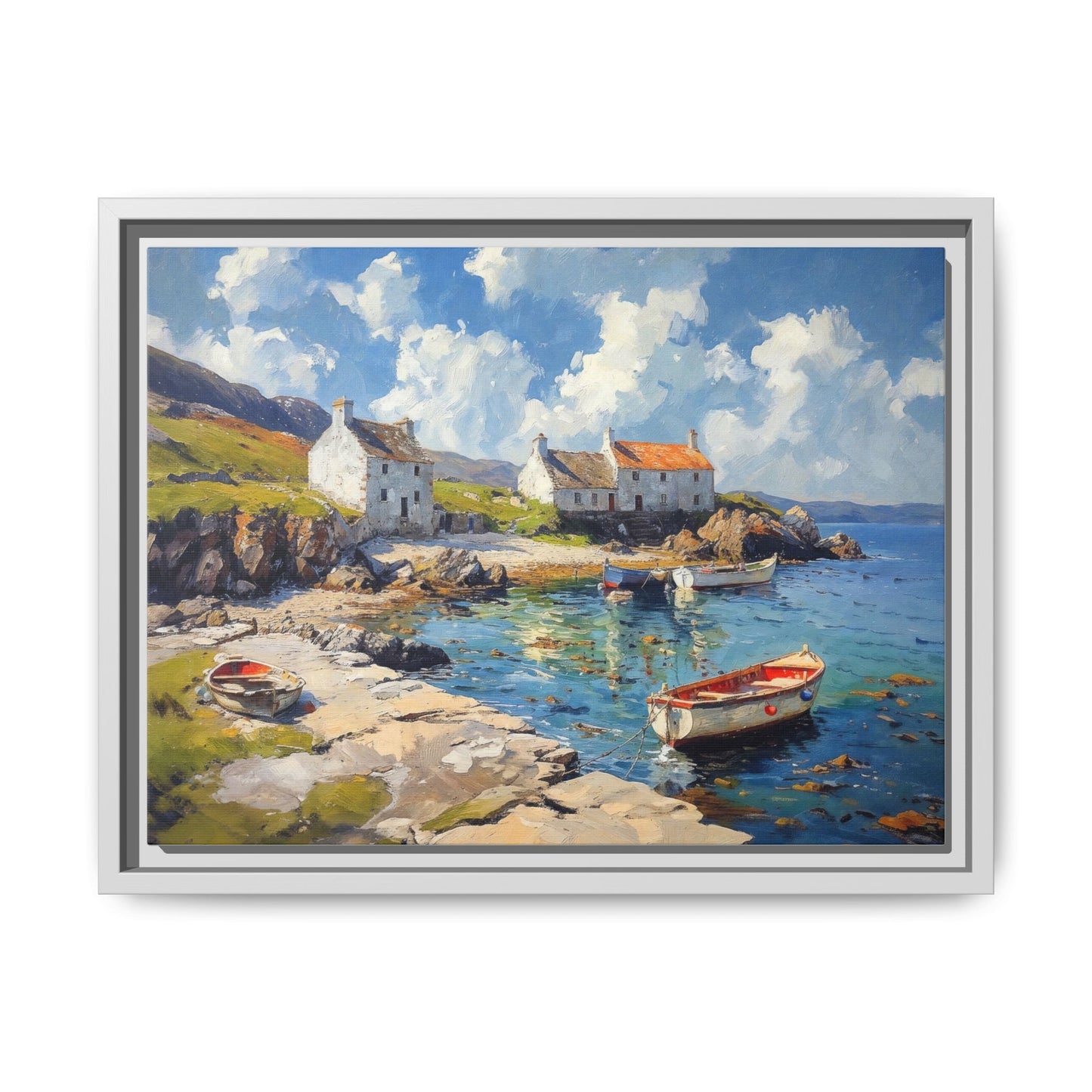 Island Harbour Coastal Landscape - Serene Wall Art Print for Home Décor