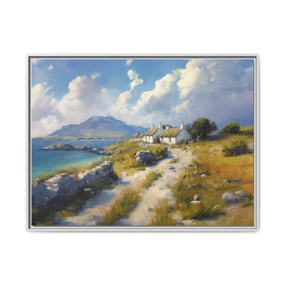 Blustery Day wall art featuring a dramatic wind-swept landscape in a pinewood frame.