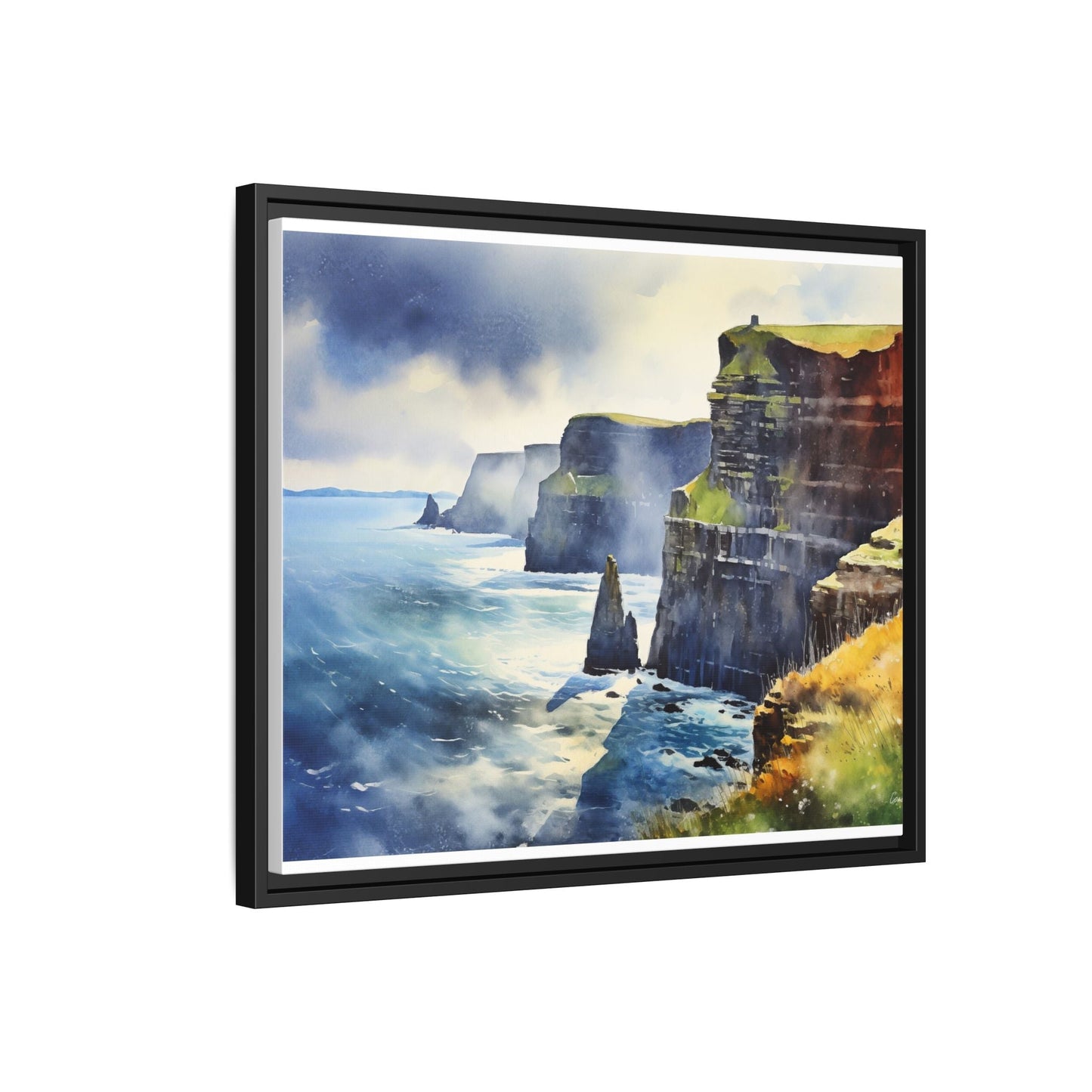 Watercolour of Cliffs of Moher – Beautiful Coastal Landscape Canvas Print