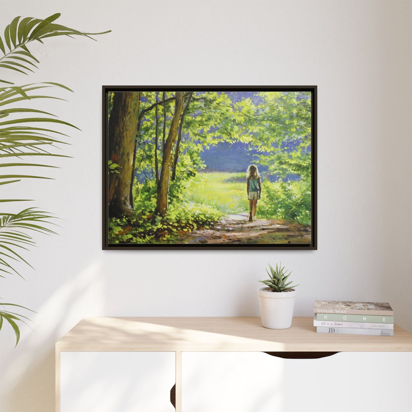 INTO THE LIGHT 11 – A captivating artwork featuring a luminous scene that evokes a sense of depth, movement, and serenity, framed in premium pinewood for timeless décor.