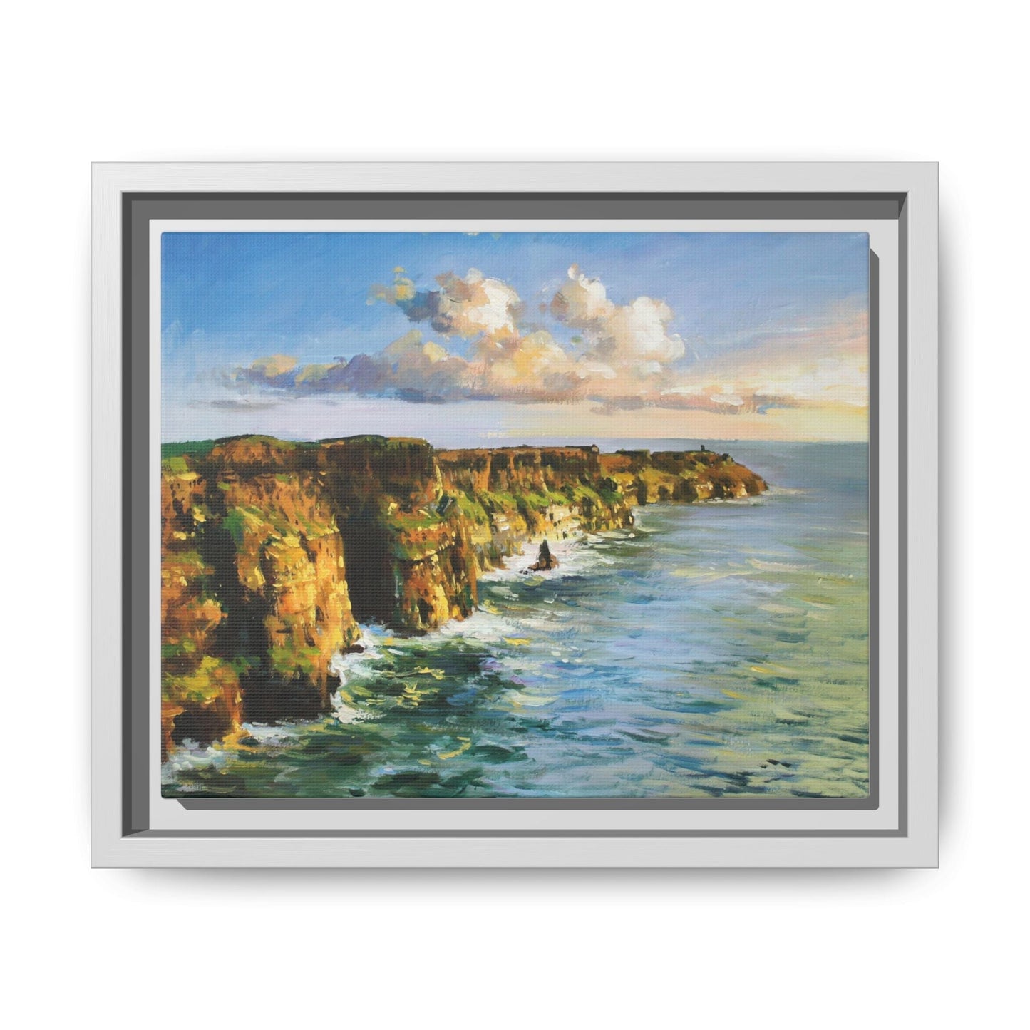 Cliffs of Moher wall art showcasing the dramatic Irish coastline, printed on high-quality canvas to bring natural beauty into your home décor.