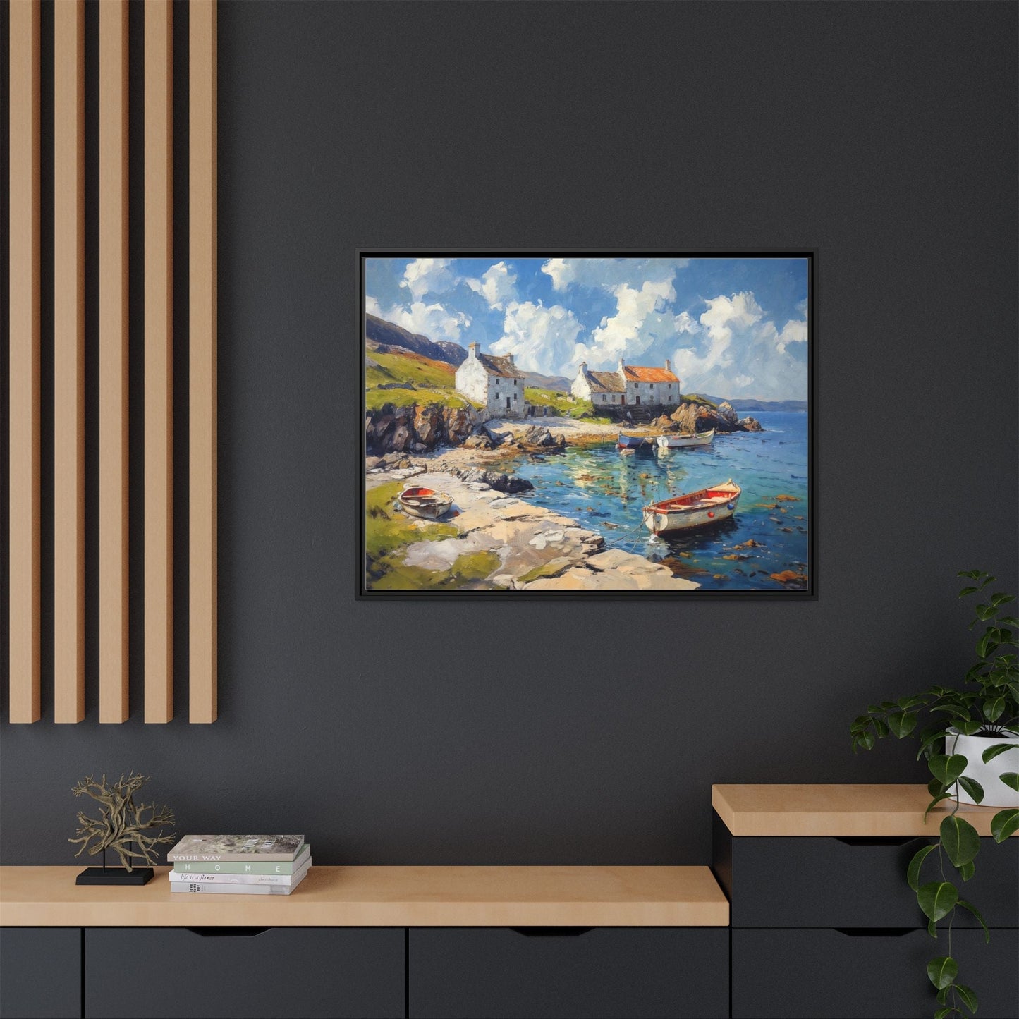 Island Harbour Coastal Landscape - Serene Wall Art Print for Home Décor