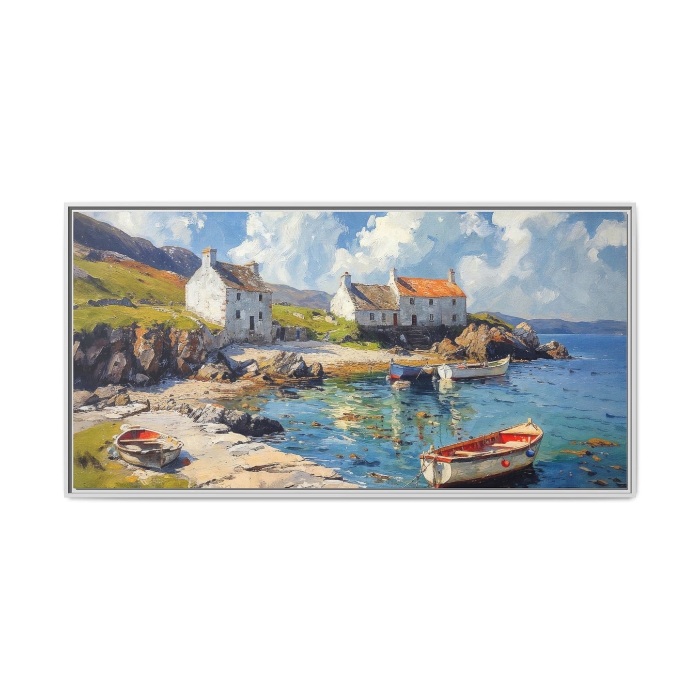 Island Harbour Coastal Landscape - Serene Wall Art Print for Home Décor