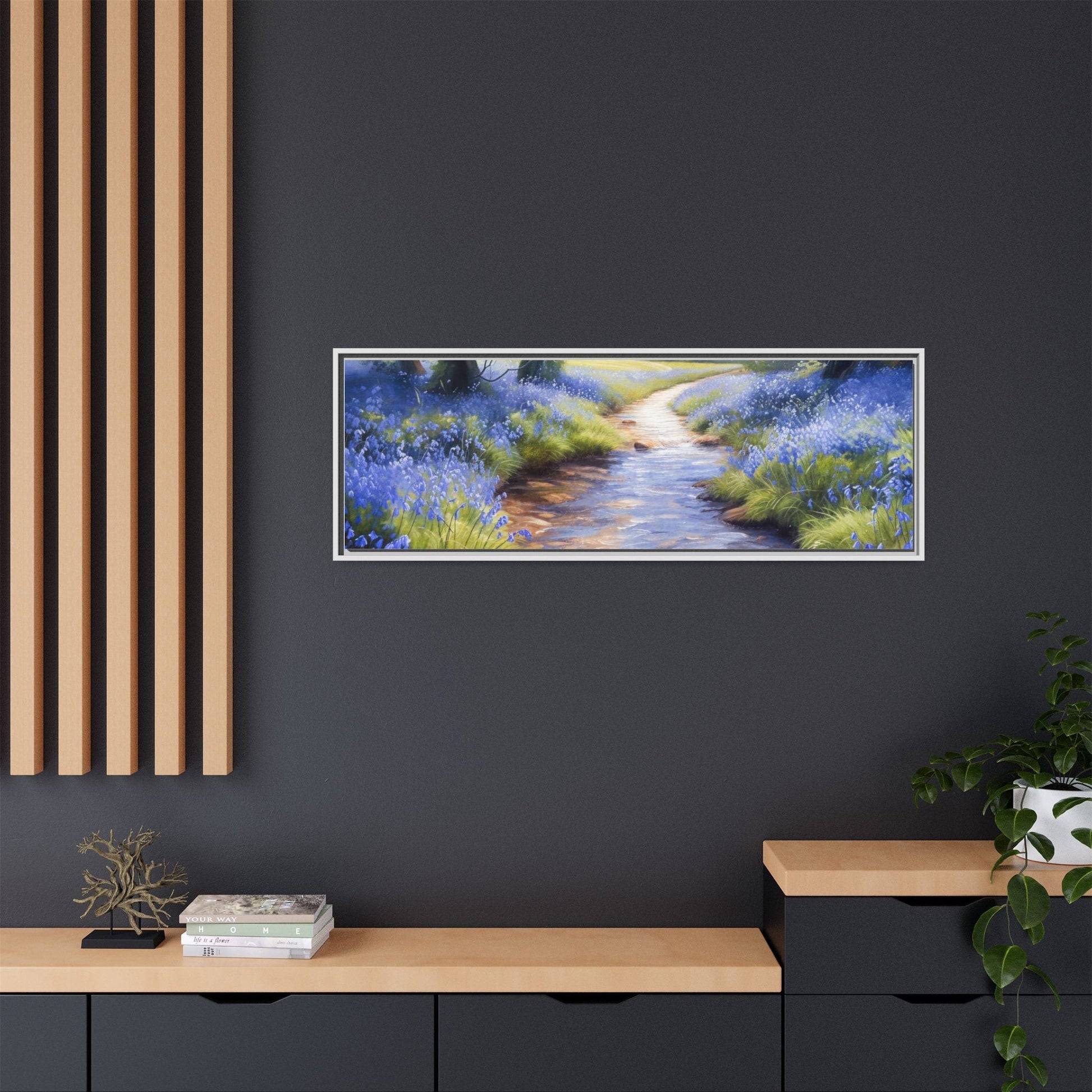 Bluebell Stream Wall Art - Serene Nature Landscape Canvas Print