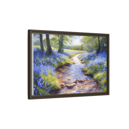 Bluebell Stream Wall Art - Serene Nature Landscape Canvas Print