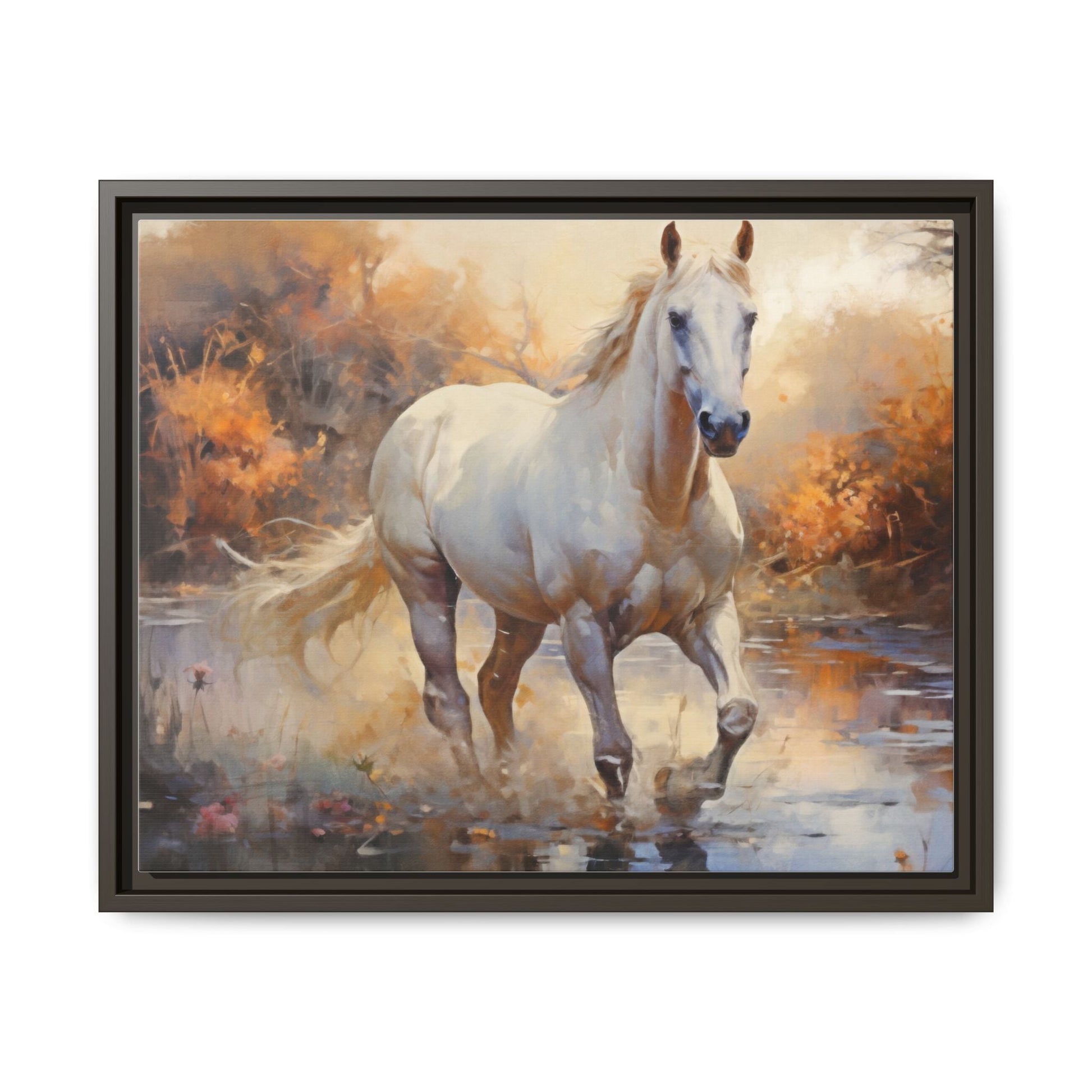 vArabian Horse – Elegant Pinewood Framed Wall Art for Timeless Décor