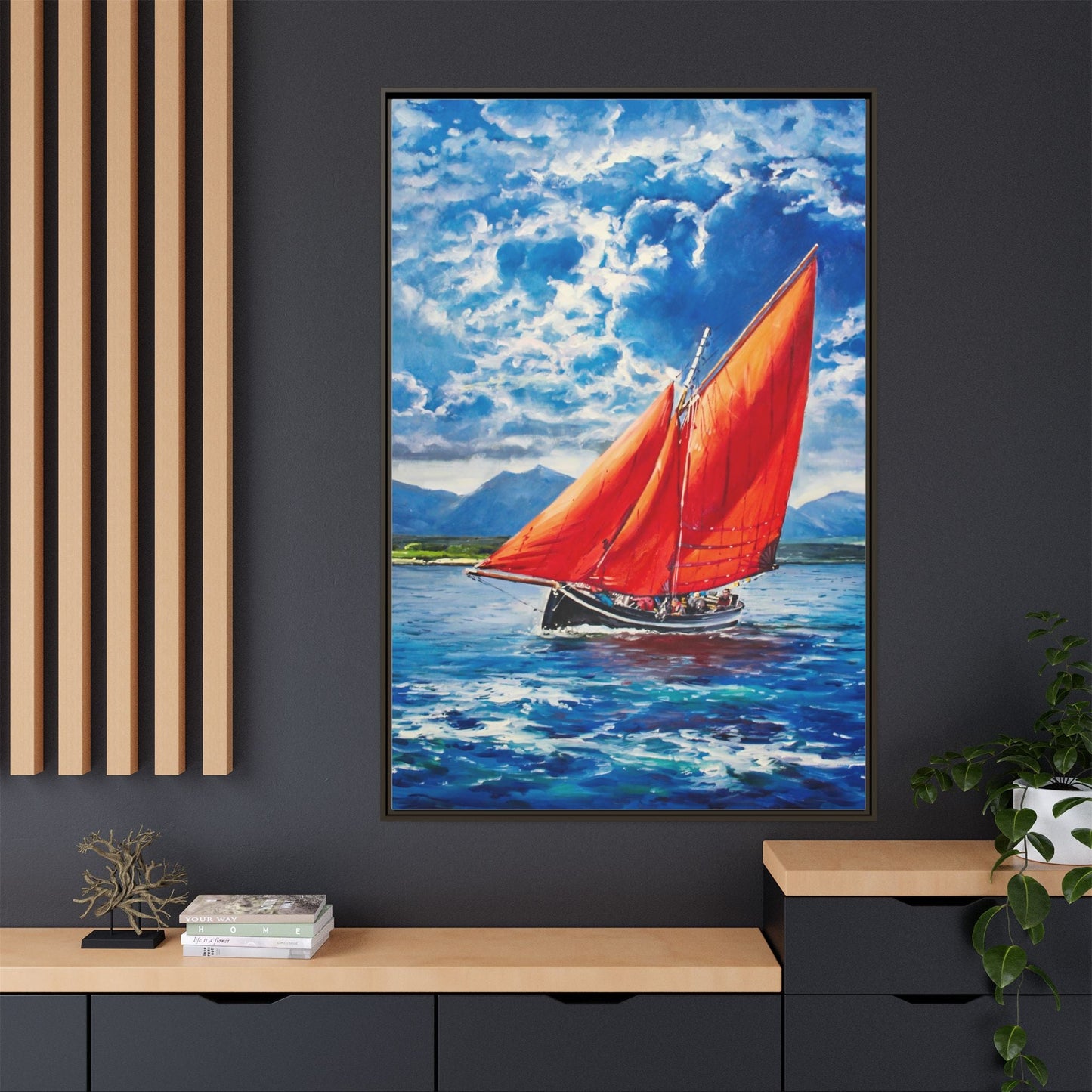 Single Galway Hooker – Premium Pinewood Art Frame for Timeless Décor