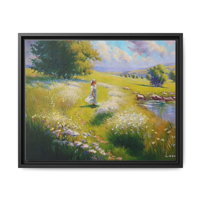 Young Girl By Lake Wall Art - Serene Portrait of a Girl by a Tranquil Lake for Home Décor