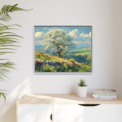 Whitethorn in Bloom wall art featuring a vibrant scene of blooming whitethorn trees, printed on high-quality canvas for a natural and timeless décor.