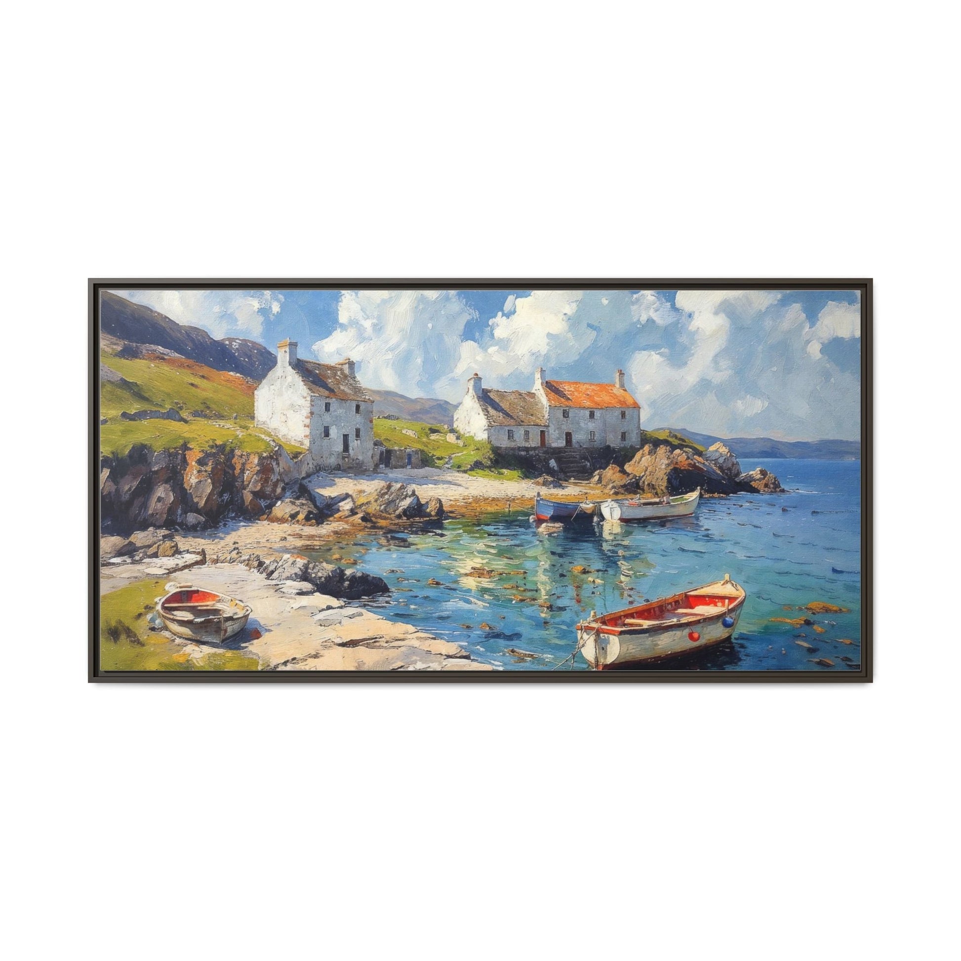 Island Harbour Coastal Landscape - Serene Wall Art Print for Home Décor