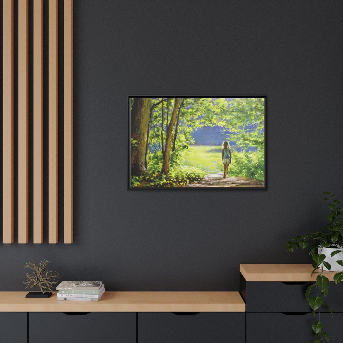 INTO THE LIGHT 11 – A captivating artwork featuring a luminous scene that evokes a sense of depth, movement, and serenity, framed in premium pinewood for timeless décor.