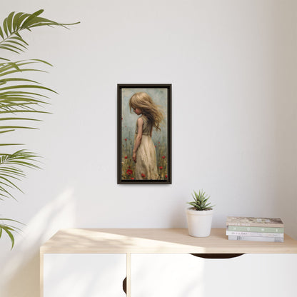 Young Girl In Flowers – Elegant pinewood-framed wall art featuring a high-quality cotton-polyester canvas with vibrant colors and a timeless design.